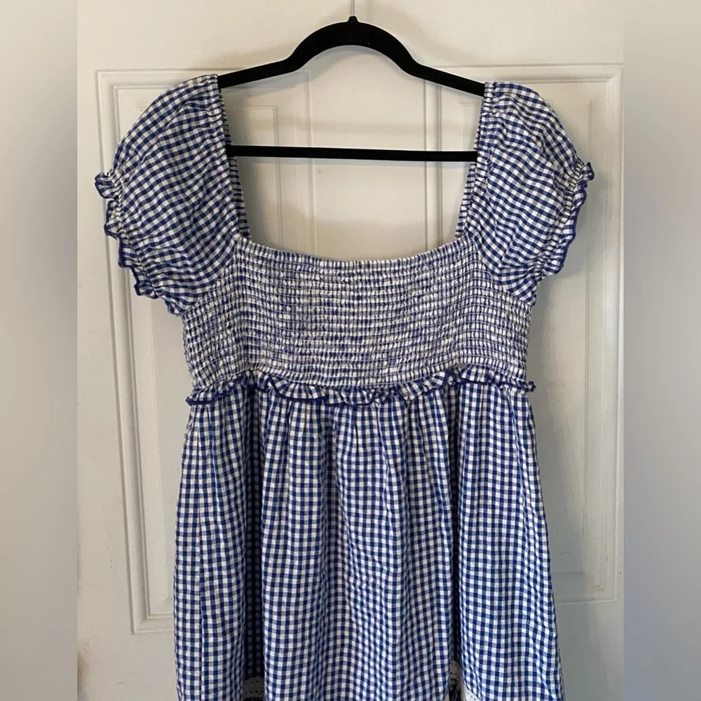 Urban Outfitters Blue Gingham Marseille Smocked Dress - Picture 7 of 12